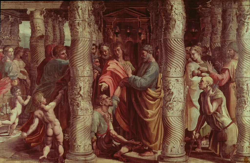 Sanzio - La guarigione dello zoppo. Cartone per la Cappella Sistina, Victoria & Albert Museum, London